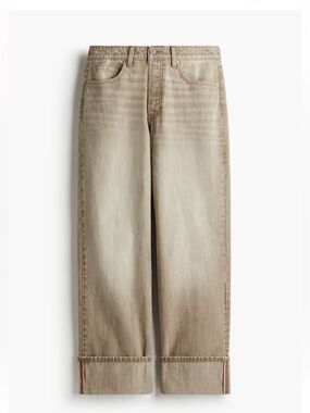 H&M Relaxed Straight Jeans in Light Beige